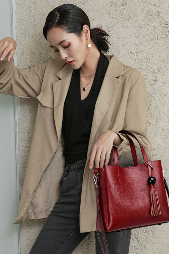 Cartera Elegante de Cuero Ceroso - Bolso Moderno para Mujer