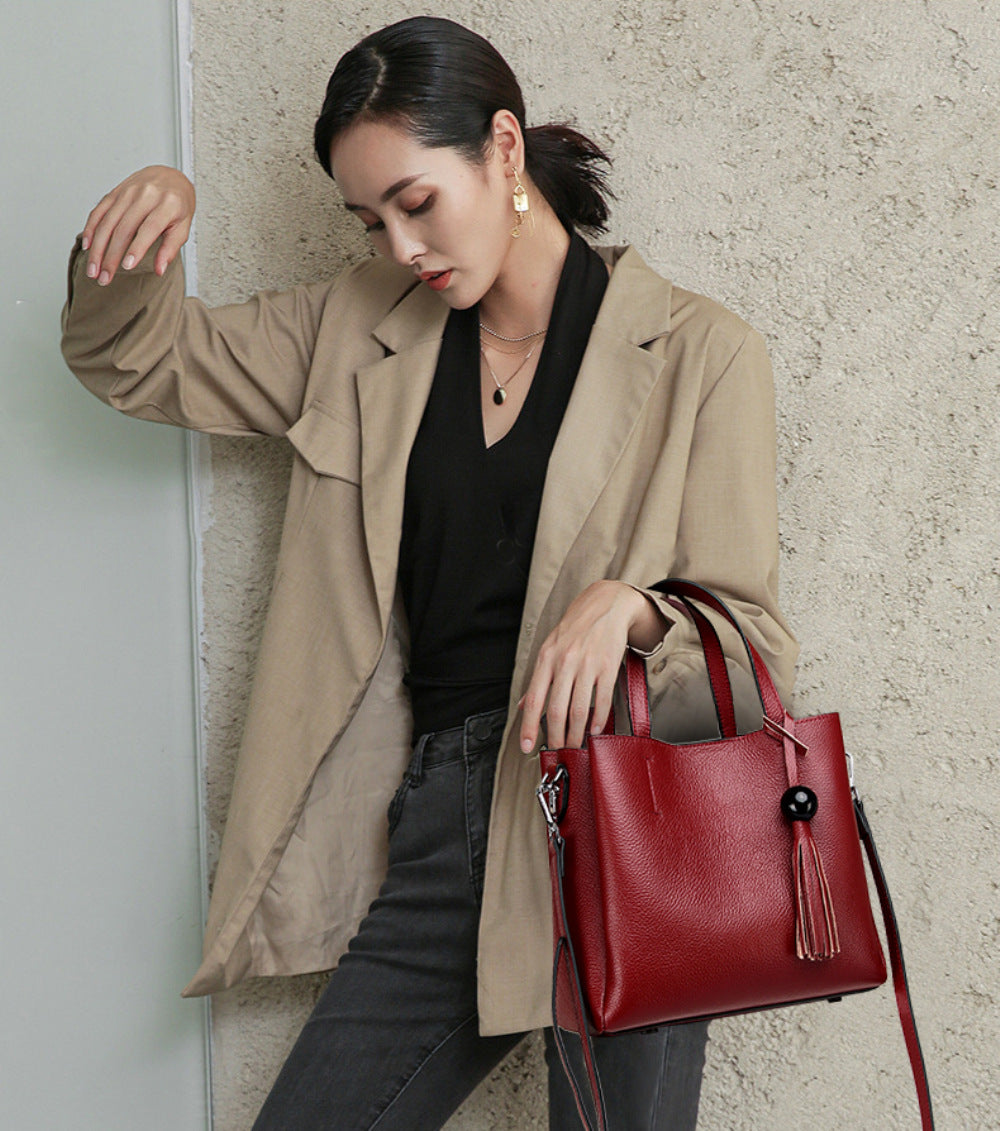 Cartera Elegante de Cuero Ceroso - Bolso Moderno para Mujer
