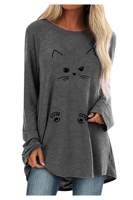 Camiseta Larga y Suelta de Manga Larga