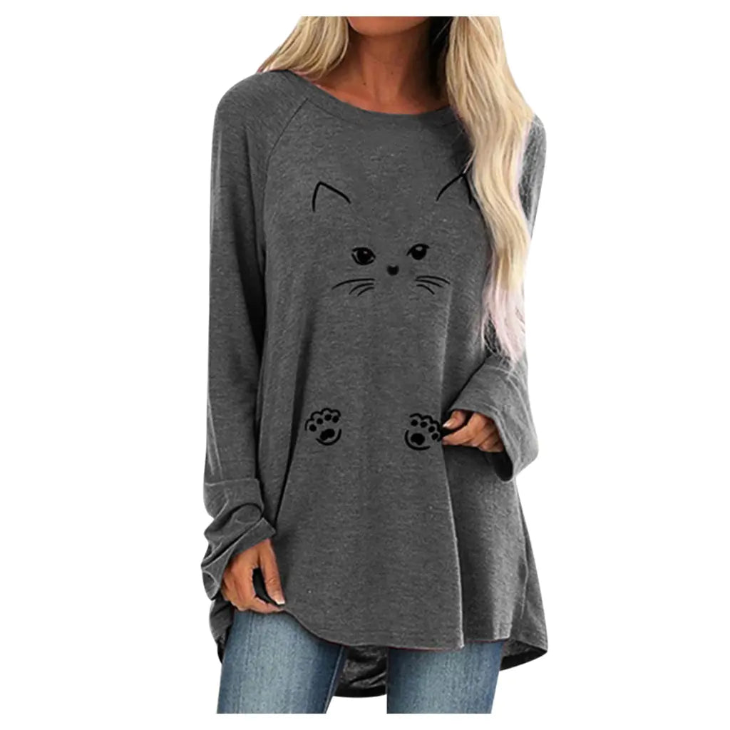 Camiseta Larga y Suelta de Manga Larga