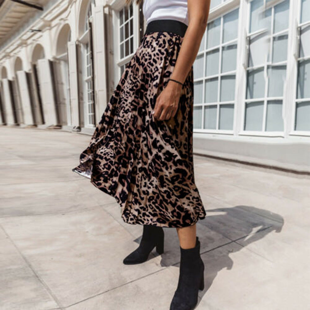Falda Mini A-Line Sexy de Estampado de Leopardo para Mujer