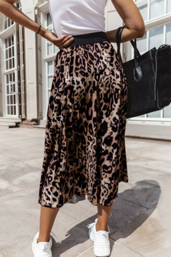 Falda Mini A-Line Sexy de Estampado de Leopardo para Mujer