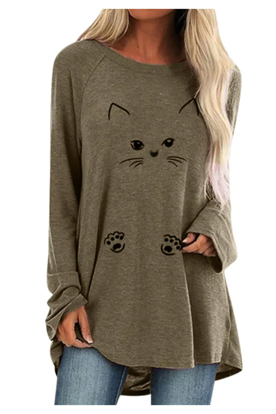 Camiseta Larga y Suelta de Manga Larga