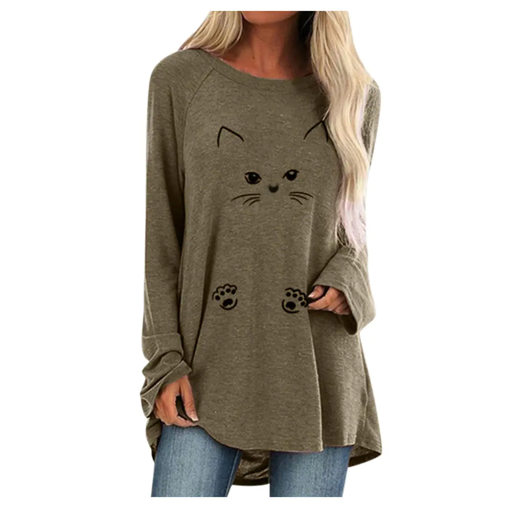 Camiseta Larga y Suelta de Manga Larga