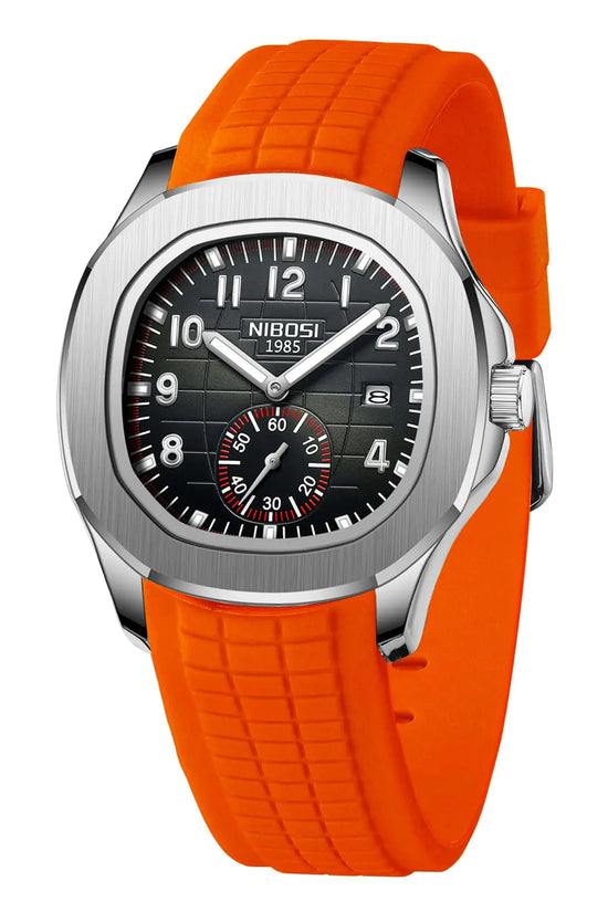 Reloj analógico clásico NIBOSI para hombre con correa de silicona y calendario