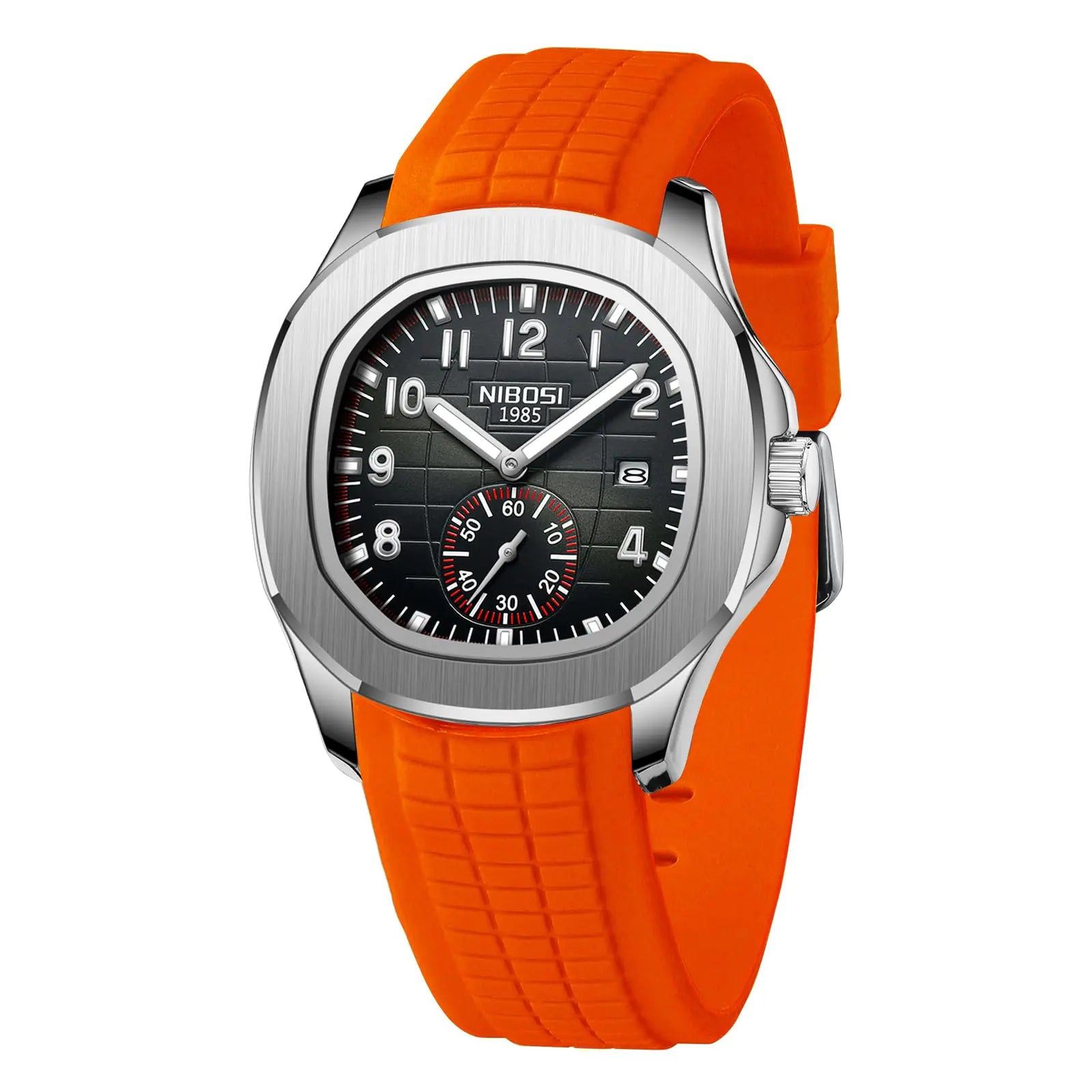 Reloj analógico clásico NIBOSI para hombre con correa de silicona y calendario