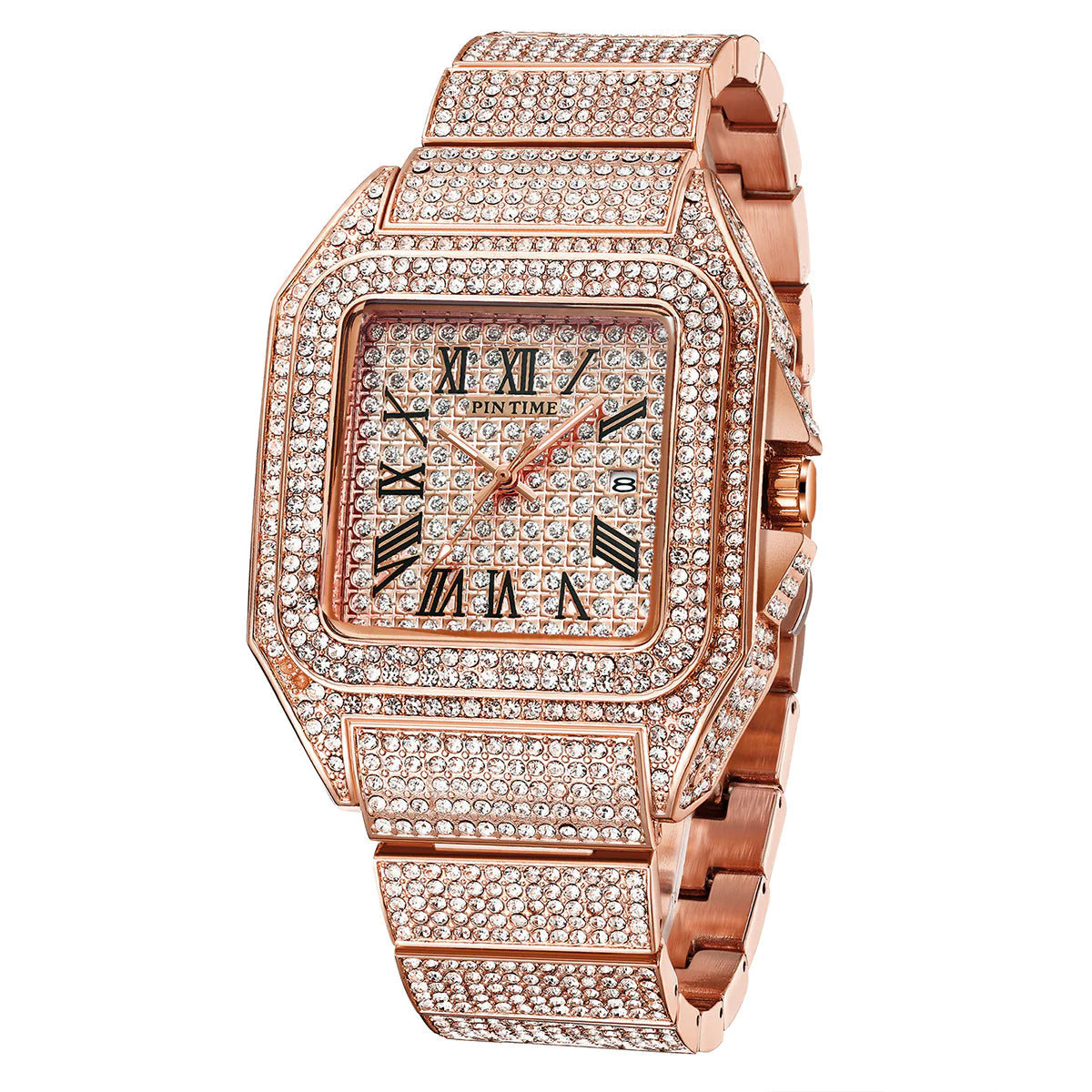 Reloj de Cuarzo con Diamantes Cuadrado