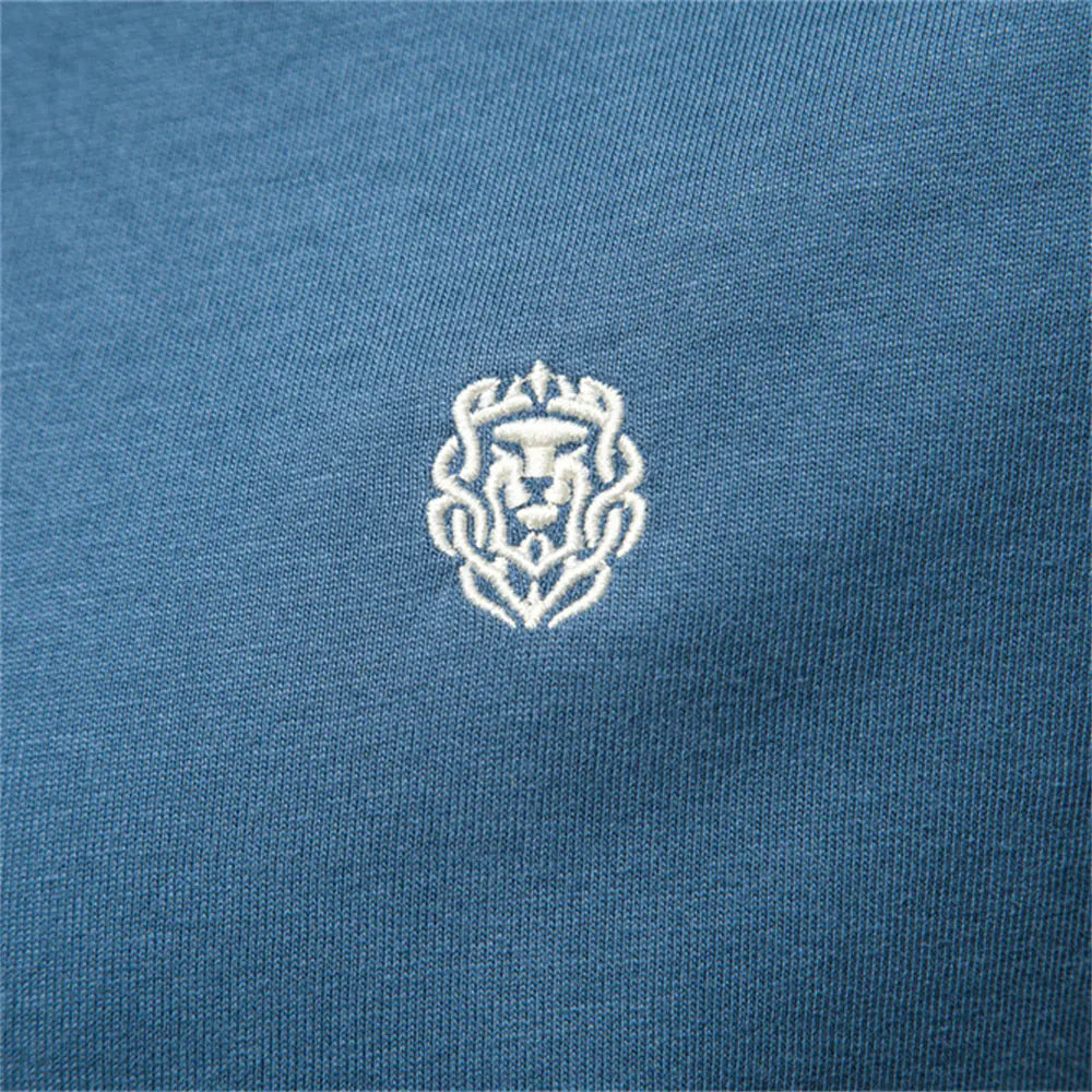 Camiseta de Cuello en V Bordada de Color Sólido para Hombre
