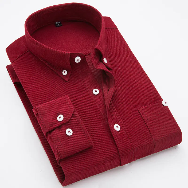 Camisa de Pana Delgada de Manga Larga para Hombre