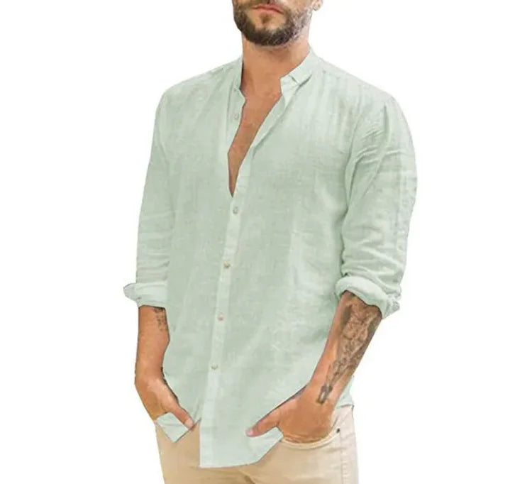 Camisa de Cuello de Color Sólido
