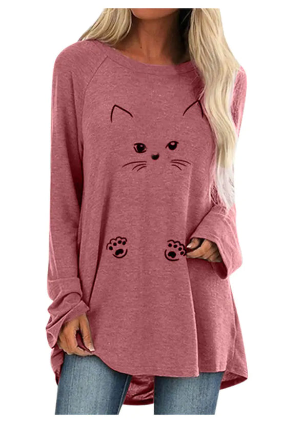 Camiseta Larga y Suelta de Manga Larga