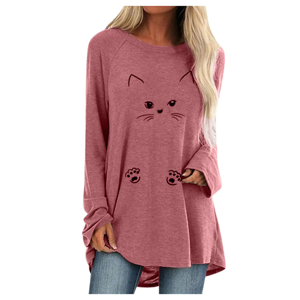 Camiseta Larga y Suelta de Manga Larga