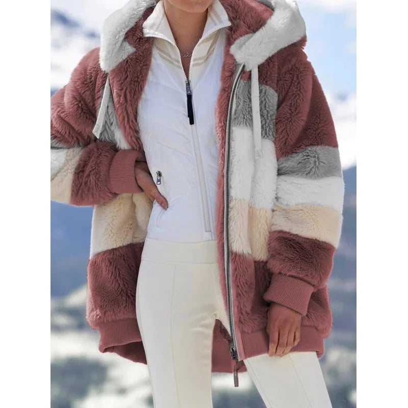 Chaqueta Recortada con Capucha y Parches Multicolor