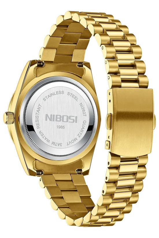 Reloj NIBOSI Classic de acero inoxidable de cuarzo para hombre (B03-Oro)