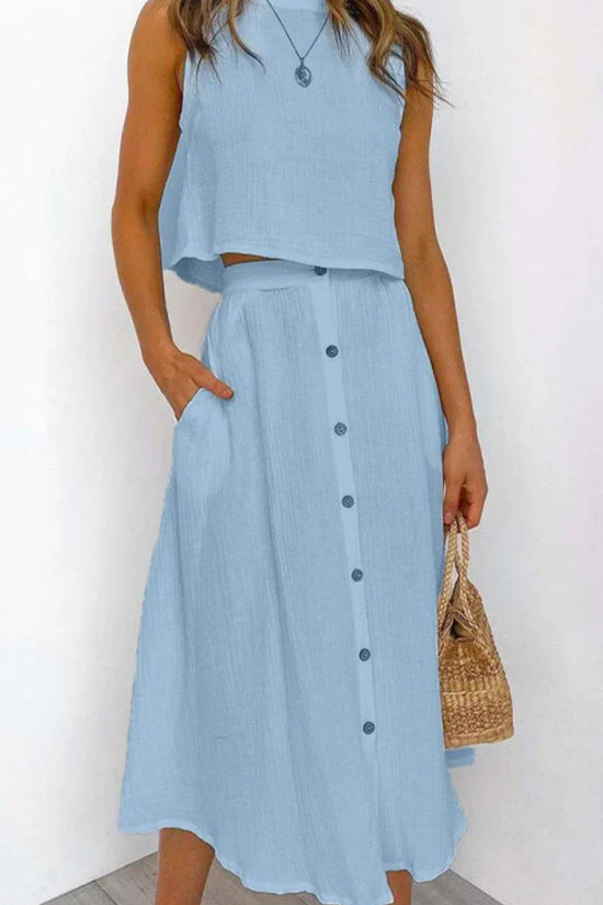 Conjunto de Chaleco y falda Midi - Sofisticación en Dos Piezas