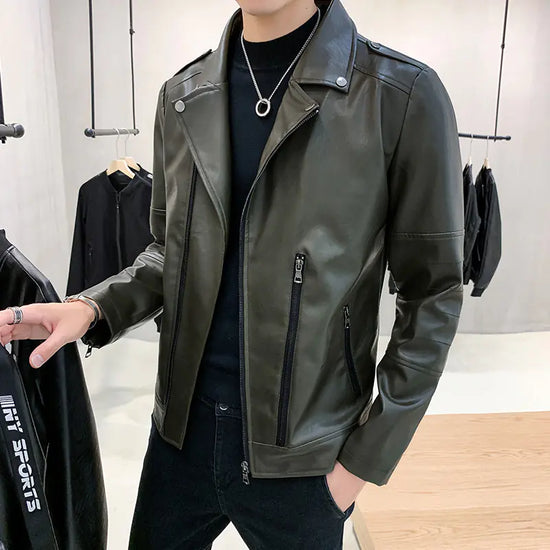 Chaqueta de Cuero con Solapa