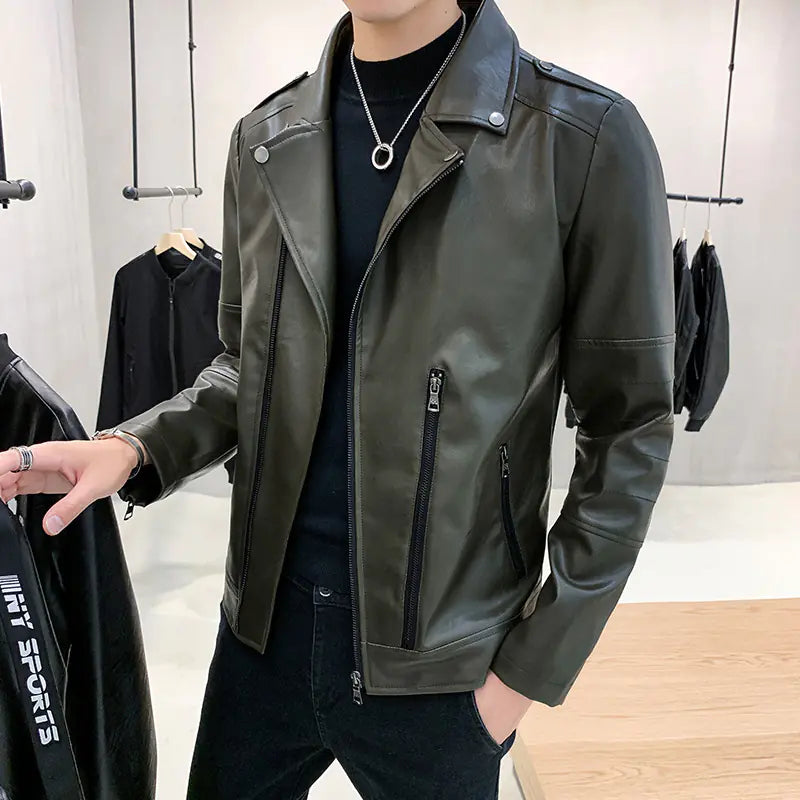 Chaqueta de Cuero con Solapa