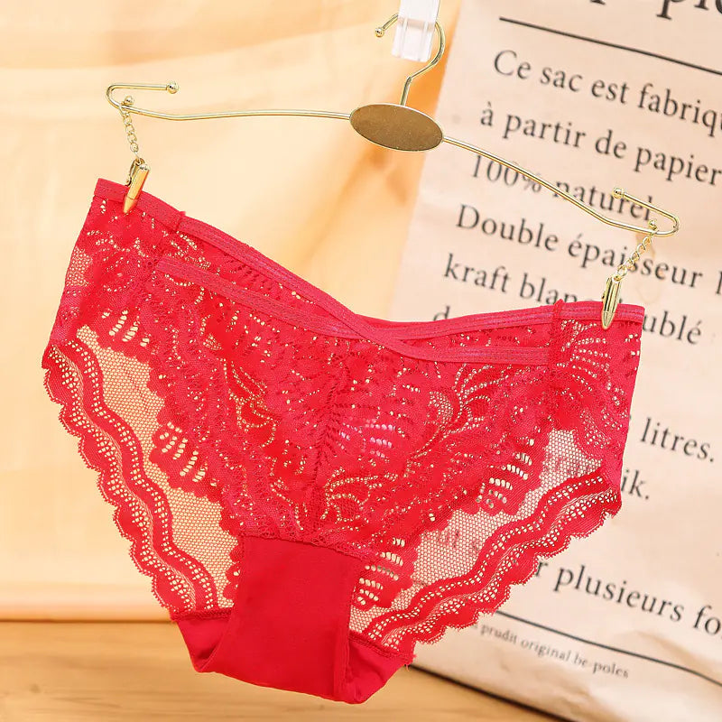 Panties de Encaje Sexy y de Cintura Baja para Mujer