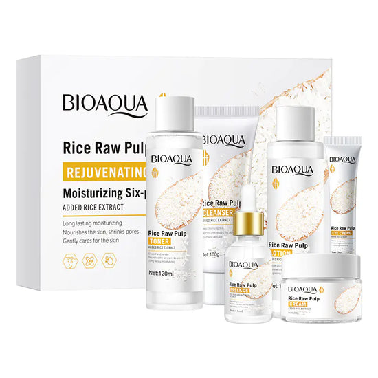 Set de Cuidado de la Piel Hidratante de Esencia de Arroz BIOAOUA (6 Piezas)