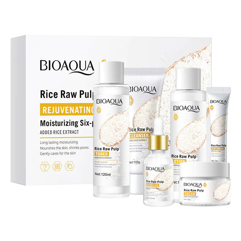 Set de Cuidado de la Piel Hidratante de Esencia de Arroz BIOAOUA (6 Piezas)