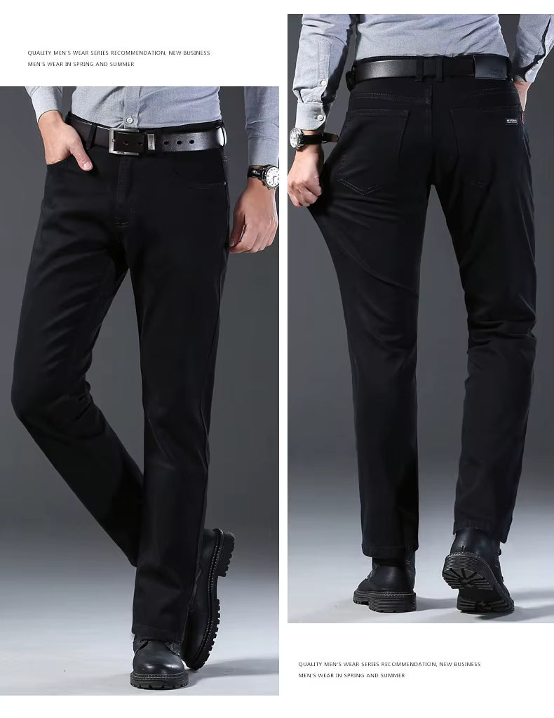 Pantalones vaqueros rectos ajustados y elásticos suaves y transpirables para hombre