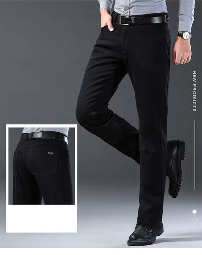 Pantalones vaqueros rectos ajustados y elásticos suaves y transpirables para hombre