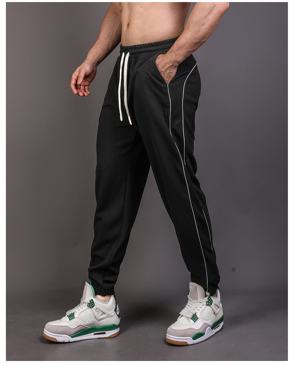 Pantalones Ajustados y Reflectantes con Tobillo Atado para Hombre