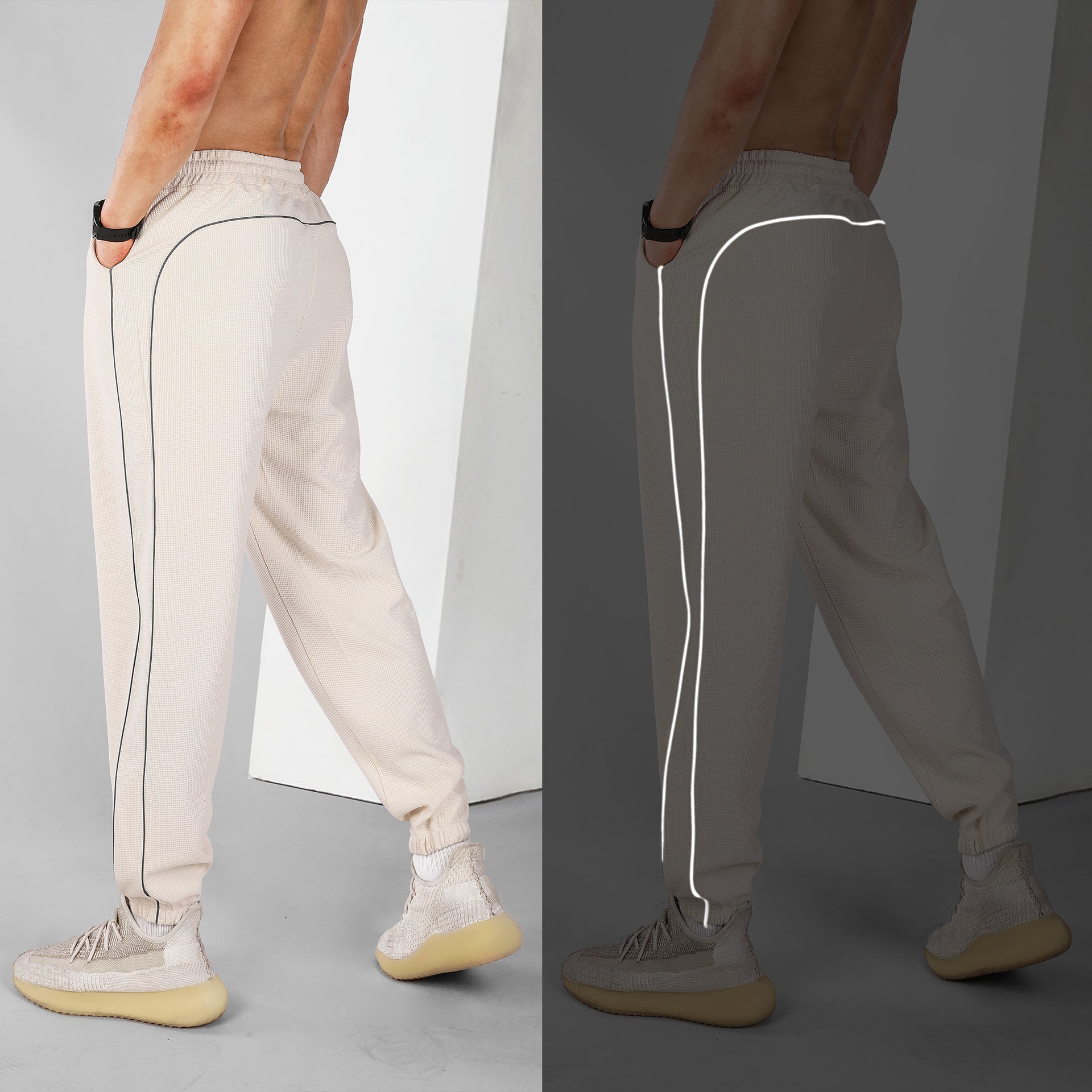 Pantalones Ajustados y Reflectantes con Tobillo Atado para Hombre