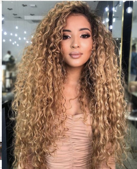 Peluca para Mujeres de Cabello Rizado y Colores Degradados Africano