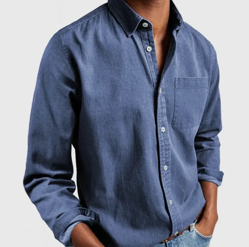 Camisa de Hombre de Manga Larga con Solapa
