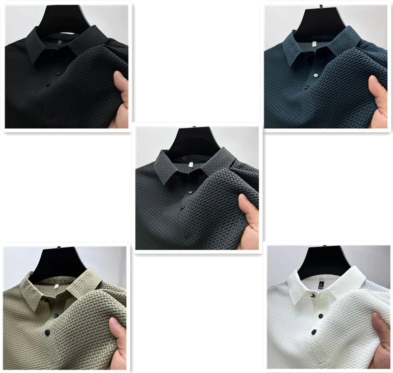 Camiseta Polo de Malla de Seda Helada para Hombre