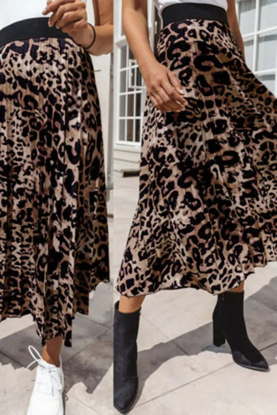Falda Mini A-Line Sexy de Estampado de Leopardo para Mujer