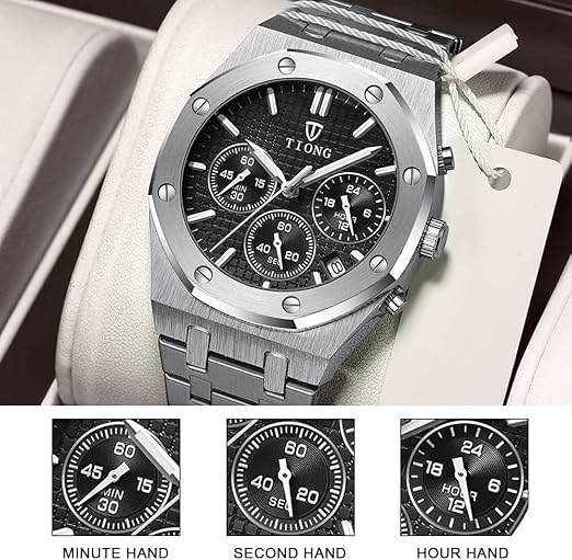 Reloj de Pulsera Impermeable de Acero Inoxidable, Tiong, Marca de Lujo con Cuarzo