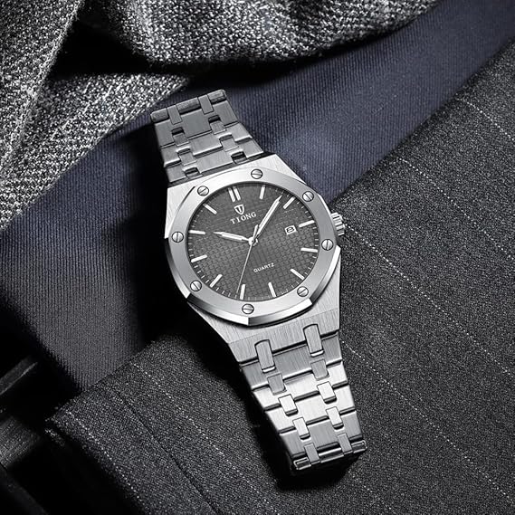 Reloj de Pulsera Impermeable de Acero Inoxidable, Tiong, Marca de Lujo con Cuarzo
