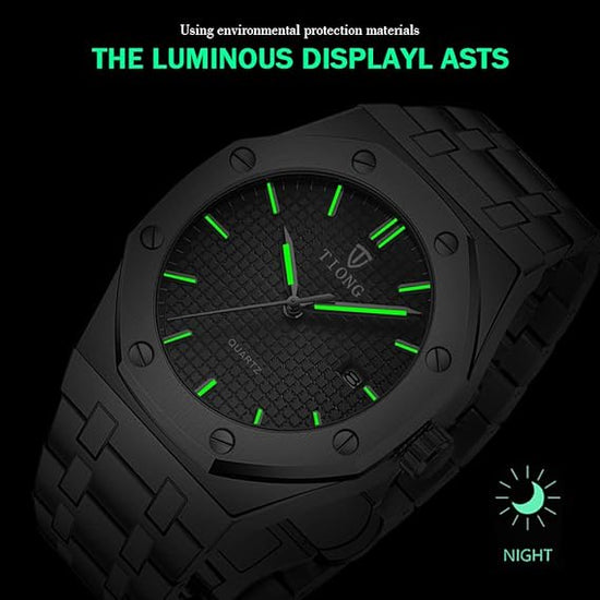 Reloj de Pulsera Impermeable de Acero Inoxidable, Tiong, Marca de Lujo con Cuarzo