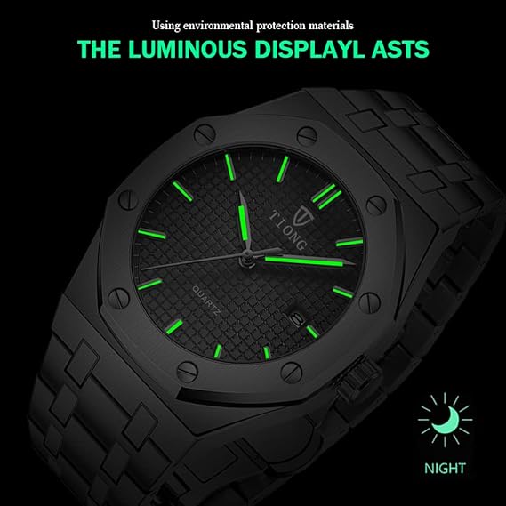 Reloj de Pulsera Impermeable de Acero Inoxidable, Tiong, Marca de Lujo con Cuarzo