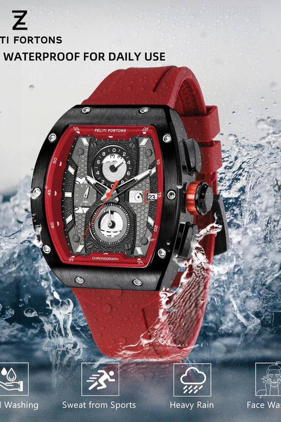Reloj Deportivo FELITI FORTONS Tonneau 3ATM Cronógrafo Luminoso