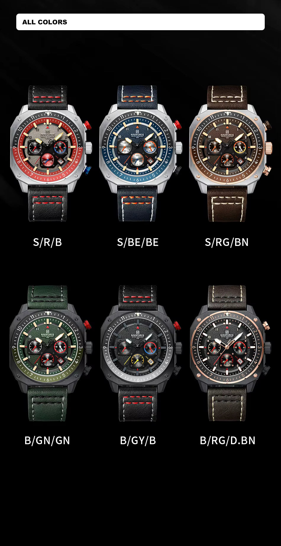 NAVIFORCE - Reloj deportivo multifunción resistente al agua para hombre