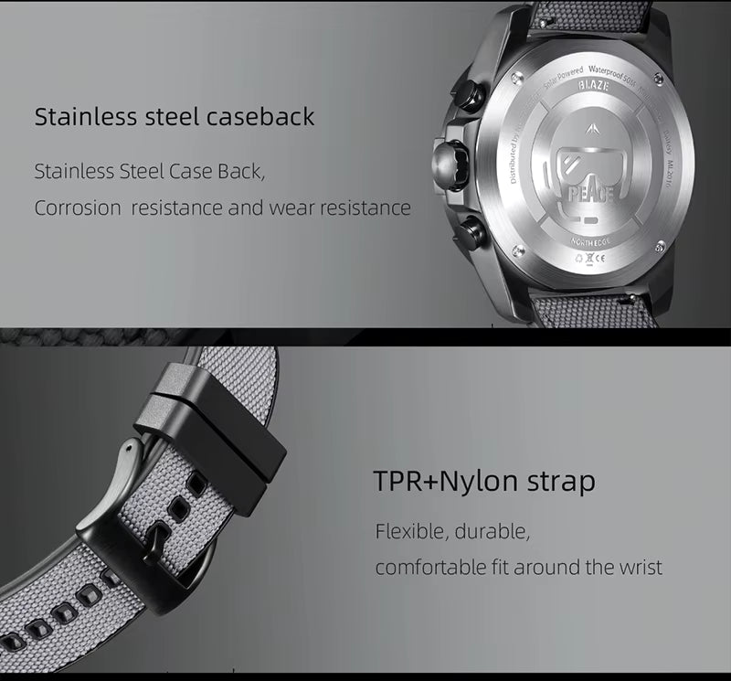 NORTH EDGE BLAZE - Reloj de cuarzo para hombre, con energía solar