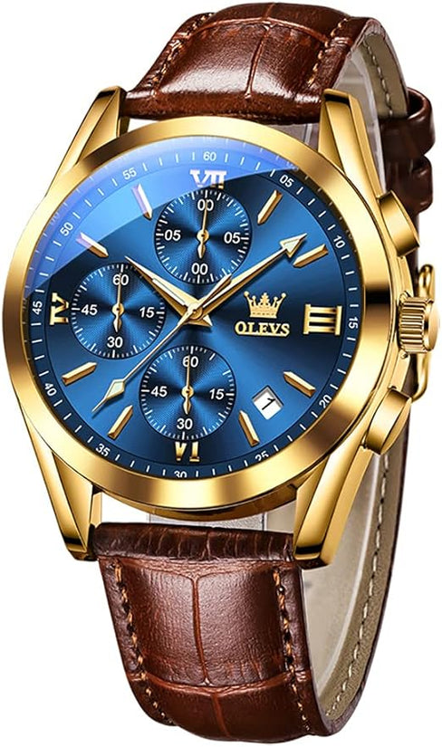 Reloj OLEVS, Esfera Grande,  Cronógrafo Multifuncional, Fecha Luminosa,