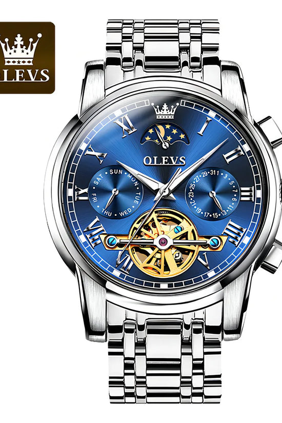 OLEVS Reloj Automático de Lujo con Diamantes Tourbillon de Acero Inoxidable Original