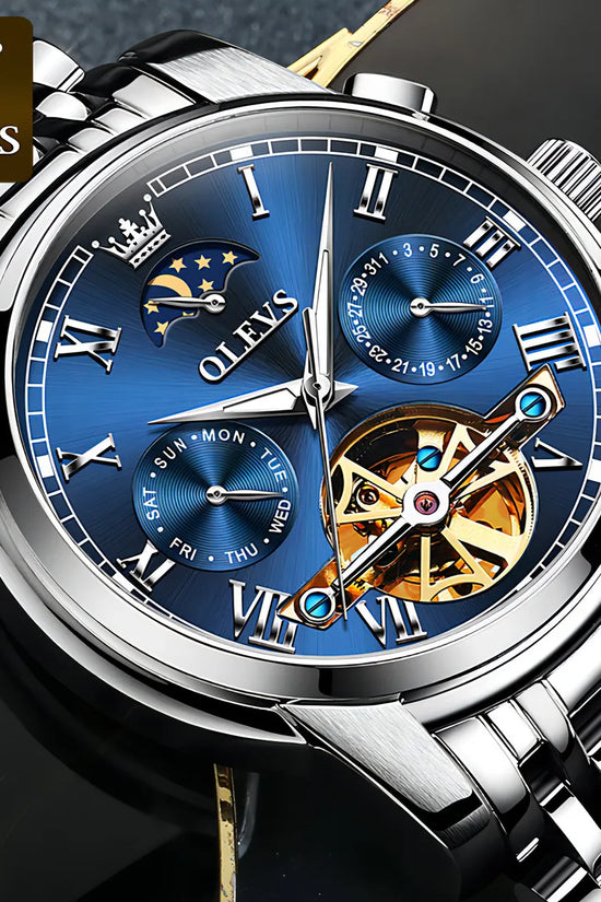 OLEVS Reloj Automático de Lujo con Diamantes Tourbillon de Acero Inoxidable Original