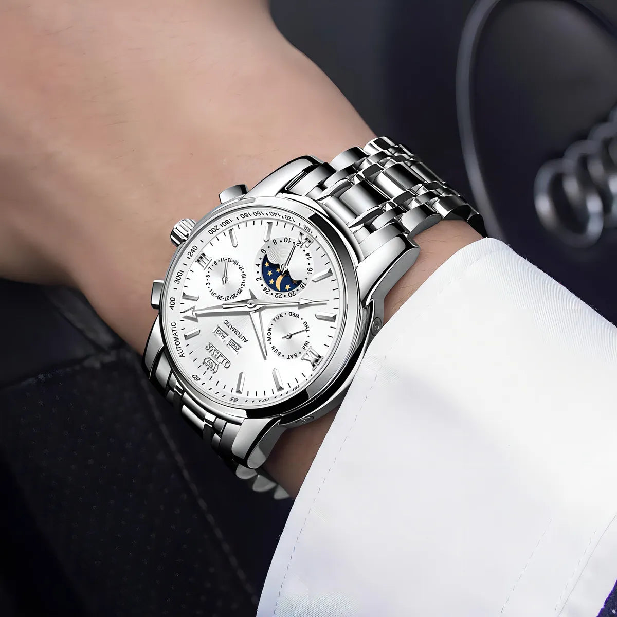 OLEVS Reloj Automático , Autocargable, de Lujo,  Fase Lunar