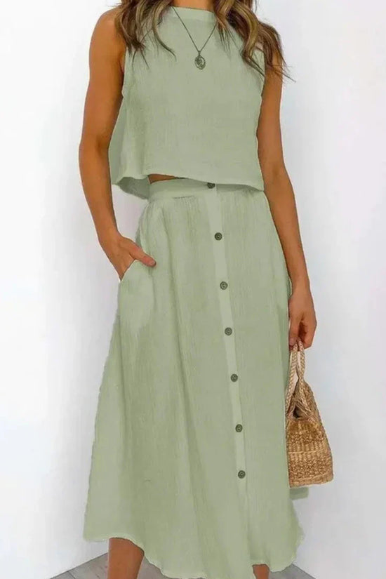 Conjunto de Chaleco y falda Midi - Sofisticación en Dos Piezas
