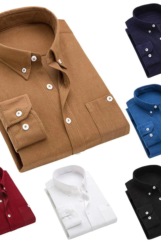 Camisa de Pana Delgada de Manga Larga para Hombre