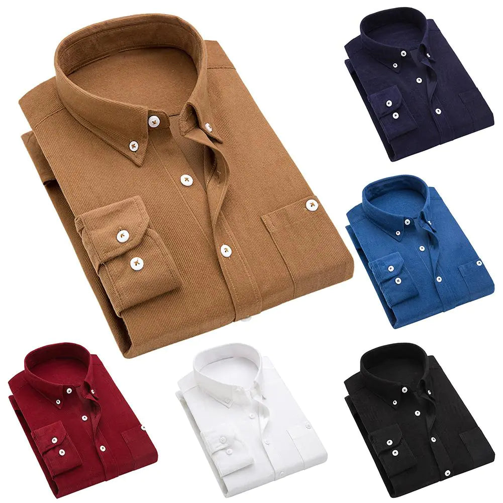 Camisa de Pana Delgada de Manga Larga para Hombre