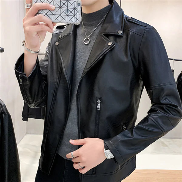 Chaqueta de Cuero con Solapa