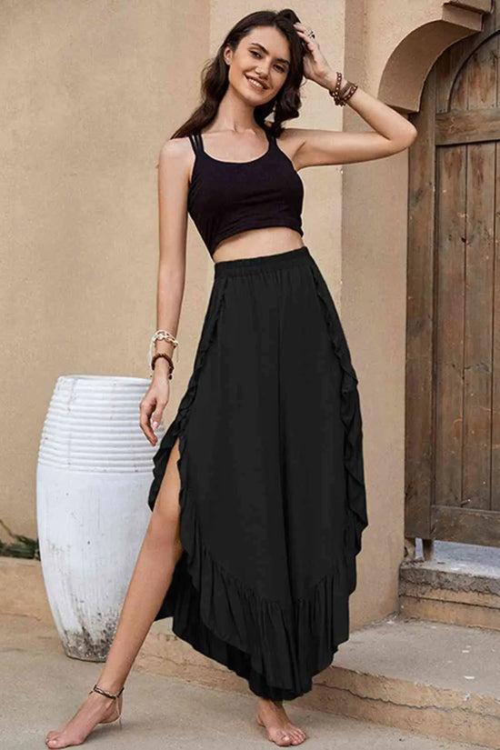 Pantalones Largos Enzo con Adorno de Volantes