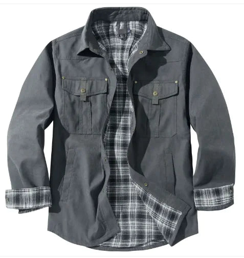 Chaqueta Casual de Franela a Cuadros