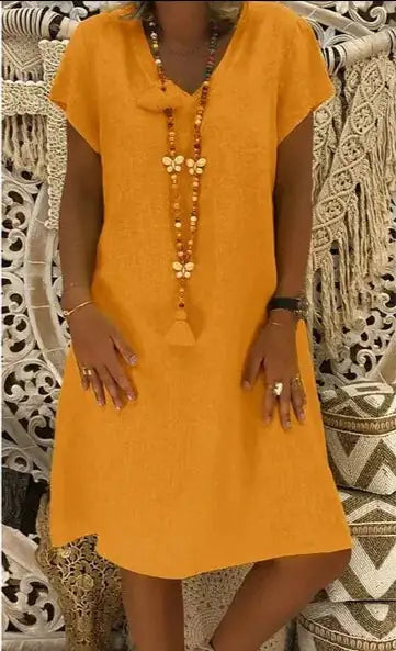 Vestido Midi Casual con Cuello en V